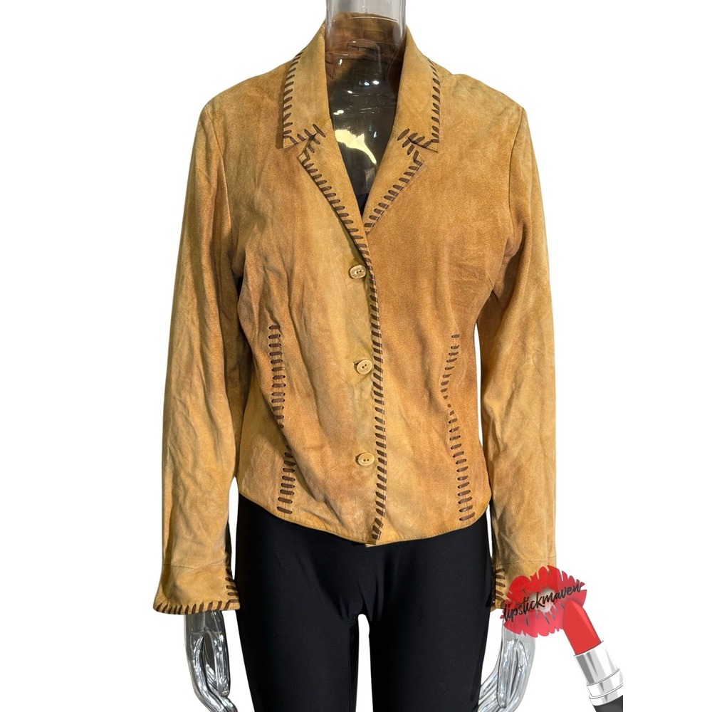 Scully Suede Jacket Womens Small Tan Brown Leather Trim Western